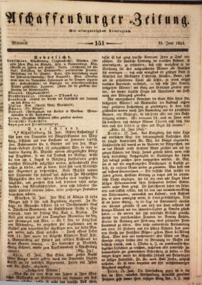 Aschaffenburger Zeitung Mittwoch 25. Juni 1845