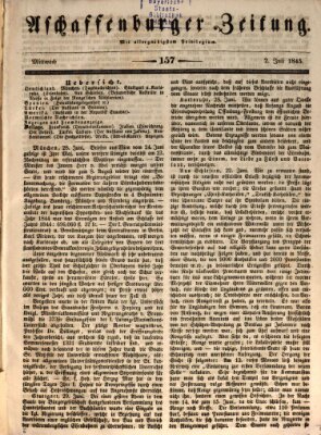 Aschaffenburger Zeitung Mittwoch 2. Juli 1845