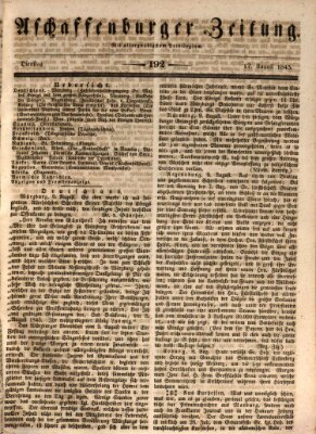 Aschaffenburger Zeitung Dienstag 12. August 1845