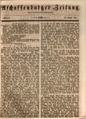 Aschaffenburger Zeitung Mittwoch 13. August 1845