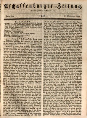 Aschaffenburger Zeitung Donnerstag 11. September 1845