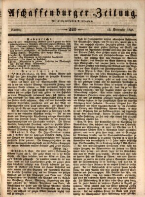 Aschaffenburger Zeitung Samstag 13. September 1845