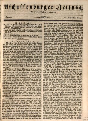 Aschaffenburger Zeitung Sonntag 21. September 1845