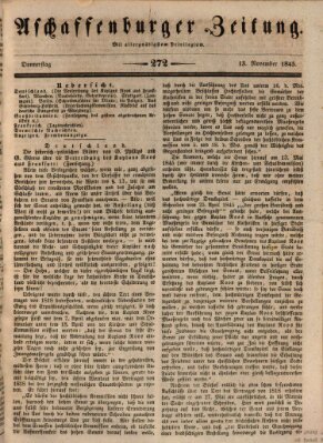 Aschaffenburger Zeitung Donnerstag 13. November 1845