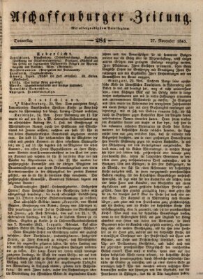 Aschaffenburger Zeitung Donnerstag 27. November 1845