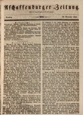 Aschaffenburger Zeitung Samstag 29. November 1845