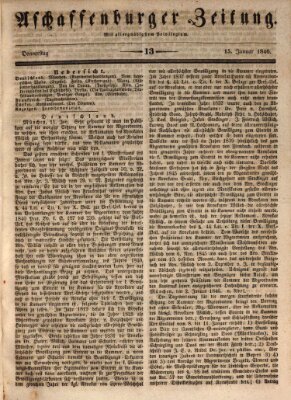 Aschaffenburger Zeitung Donnerstag 15. Januar 1846