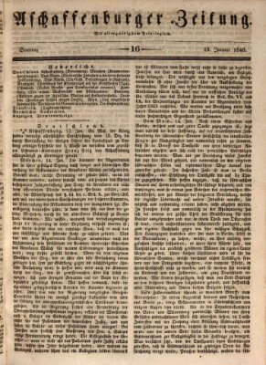 Aschaffenburger Zeitung Sonntag 18. Januar 1846