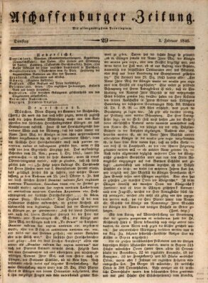 Aschaffenburger Zeitung Dienstag 3. Februar 1846