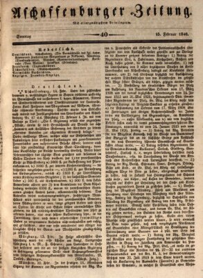 Aschaffenburger Zeitung Sonntag 15. Februar 1846