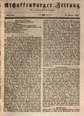 Aschaffenburger Zeitung Donnerstag 19. Februar 1846