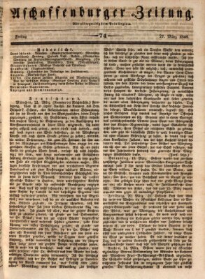 Aschaffenburger Zeitung Freitag 27. März 1846