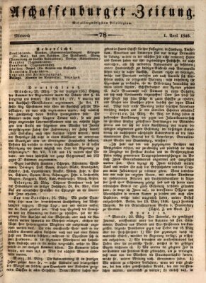 Aschaffenburger Zeitung Mittwoch 1. April 1846