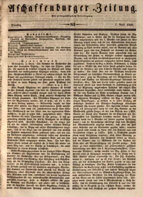 Aschaffenburger Zeitung Dienstag 7. April 1846