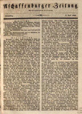 Aschaffenburger Zeitung Donnerstag 9. April 1846