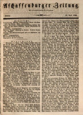 Aschaffenburger Zeitung Freitag 10. April 1846
