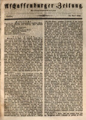 Aschaffenburger Zeitung Dienstag 14. April 1846