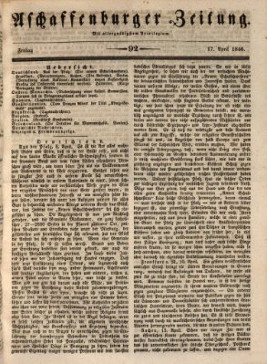 Aschaffenburger Zeitung Freitag 17. April 1846