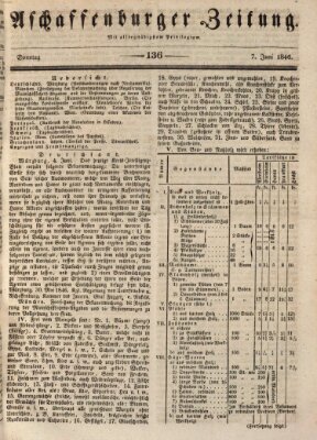 Aschaffenburger Zeitung Sonntag 7. Juni 1846