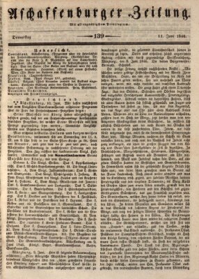 Aschaffenburger Zeitung Donnerstag 11. Juni 1846