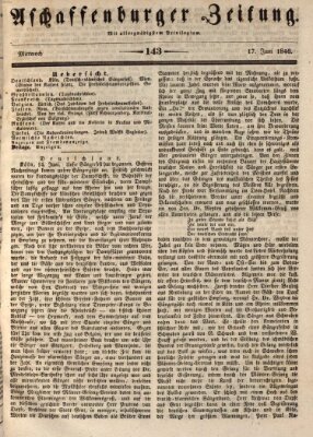 Aschaffenburger Zeitung Mittwoch 17. Juni 1846