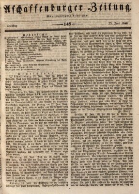 Aschaffenburger Zeitung Dienstag 23. Juni 1846