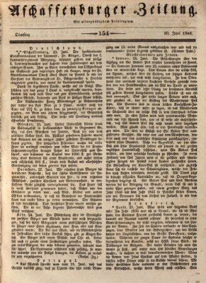 Aschaffenburger Zeitung Dienstag 30. Juni 1846