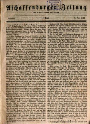 Aschaffenburger Zeitung Mittwoch 1. Juli 1846