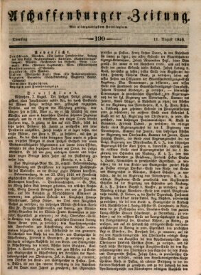 Aschaffenburger Zeitung Dienstag 11. August 1846