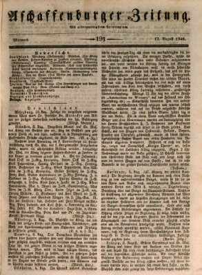 Aschaffenburger Zeitung Mittwoch 12. August 1846