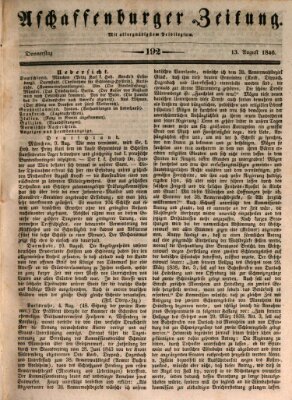 Aschaffenburger Zeitung Donnerstag 13. August 1846