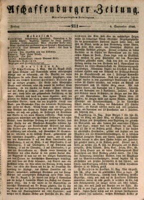 Aschaffenburger Zeitung Freitag 4. September 1846