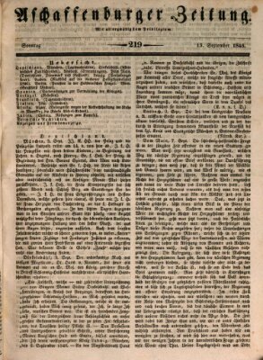 Aschaffenburger Zeitung Sonntag 13. September 1846