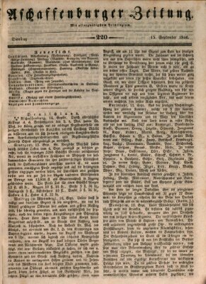 Aschaffenburger Zeitung Dienstag 15. September 1846