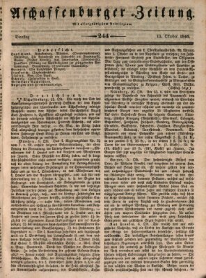 Aschaffenburger Zeitung Dienstag 13. Oktober 1846