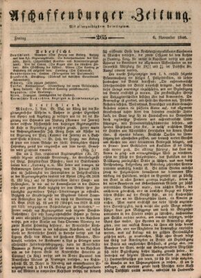 Aschaffenburger Zeitung Freitag 6. November 1846