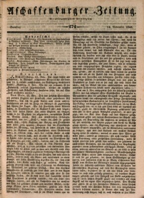 Aschaffenburger Zeitung Samstag 14. November 1846