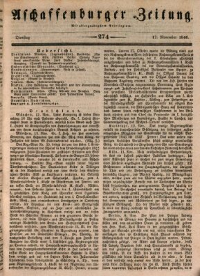 Aschaffenburger Zeitung Dienstag 17. November 1846