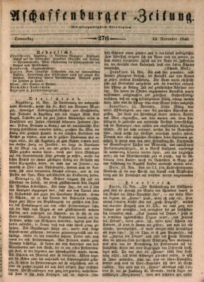 Aschaffenburger Zeitung Donnerstag 19. November 1846