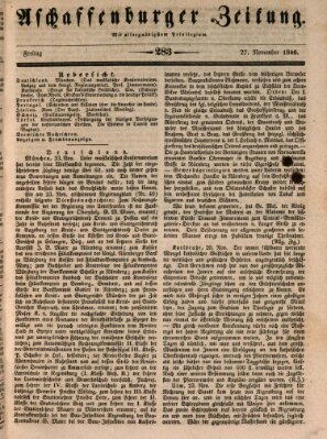 Aschaffenburger Zeitung Freitag 27. November 1846