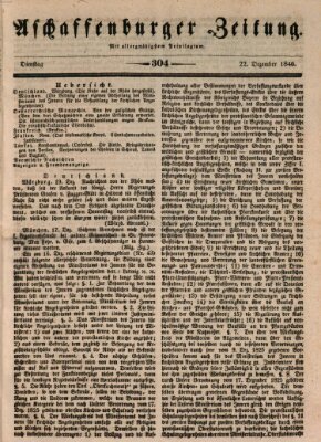 Aschaffenburger Zeitung Dienstag 22. Dezember 1846