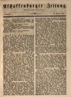 Aschaffenburger Zeitung Mittwoch 27. Januar 1847