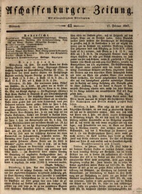 Aschaffenburger Zeitung Mittwoch 17. Februar 1847