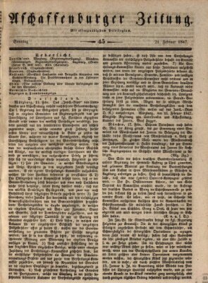 Aschaffenburger Zeitung Sonntag 21. Februar 1847