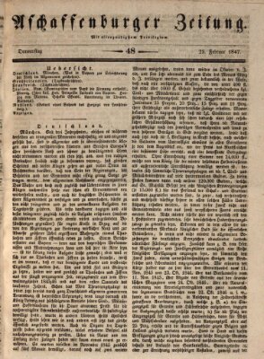 Aschaffenburger Zeitung Donnerstag 25. Februar 1847