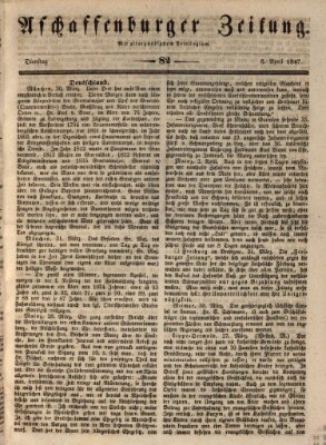 Aschaffenburger Zeitung Dienstag 6. April 1847