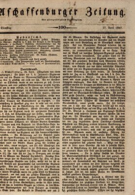 Aschaffenburger Zeitung Dienstag 27. April 1847