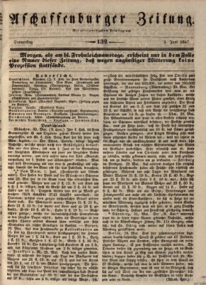 Aschaffenburger Zeitung Donnerstag 3. Juni 1847