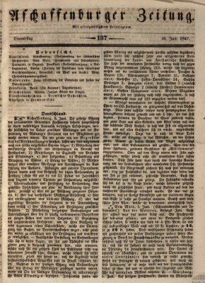 Aschaffenburger Zeitung Donnerstag 10. Juni 1847