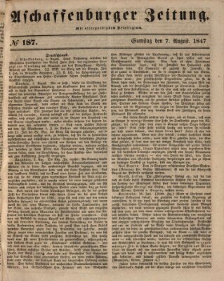 Aschaffenburger Zeitung Samstag 7. August 1847